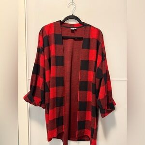 Twik Very Soft Red and Black Plaid Long Cardigan